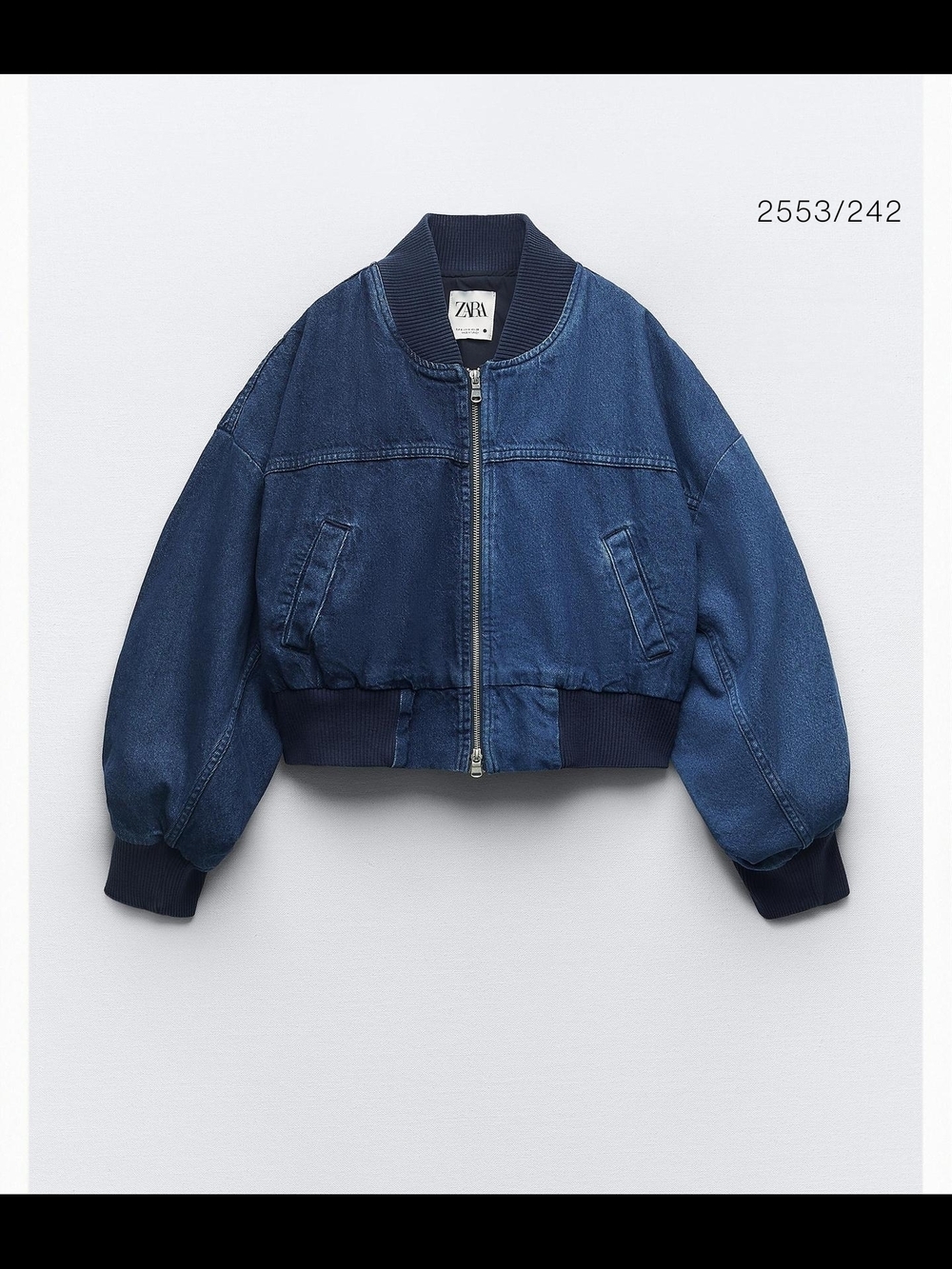 ZARA Blue Two-Tone Denim Bomber Jacket